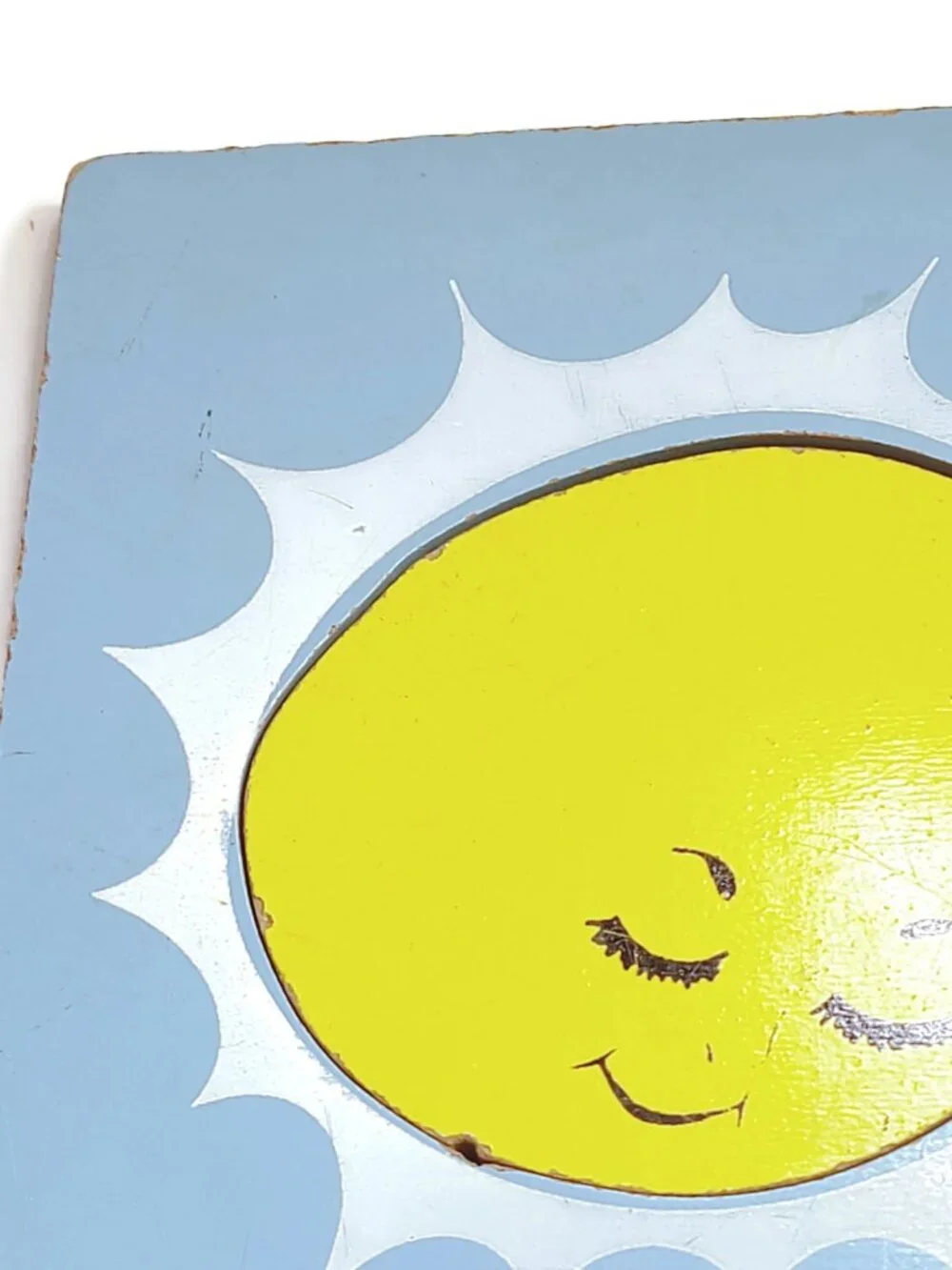 Vintage Playskool Colors I See Wooden Puzzle Sun Bird Apple Leaf 4pc 155-23
